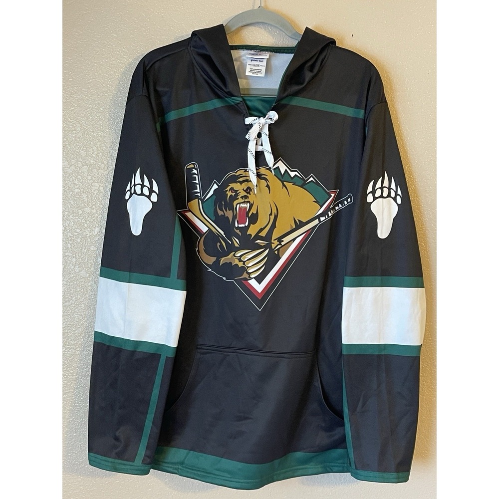 Men's XL NWOT Utah Grizzlies ECHL Sublimated Hoodie Hockey Jersey